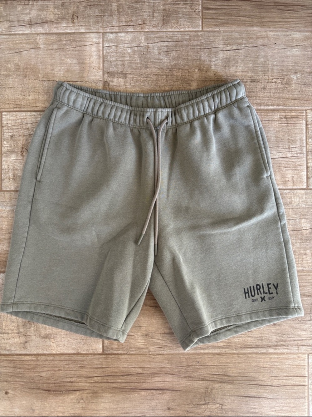 Hurley Men's Olive Drawstring Fleece Shorts